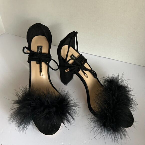 Only Makers, Black, Ankle Wrap, Feather Block Heel Sandals, 9 - Picture 5 of 6